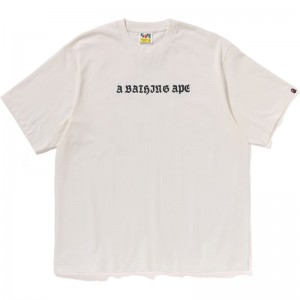 Men Bape Gothic Logo Relaxed Fit Tee T Shirts White USA | WT5445545