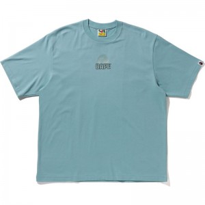 Men Bape Gradient Ape Head Logo Relaxed Fit Tee T Shirts Sax USA | ZI0139019