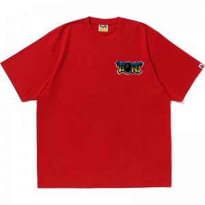 Men Bape Graffiti Brush Applique Tee Cut And Sewn Red USA | FJ2669769