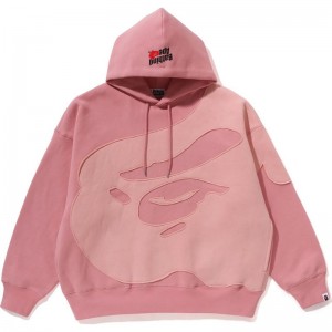 Men Bape Head Patch Pullover Hoodie Hoodie Pink USA | JS9249129
