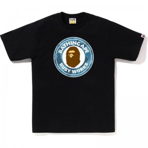 Men Bape Honeycomb Camo Busy Works Tee T Shirts Black Blue USA | EJ4309139