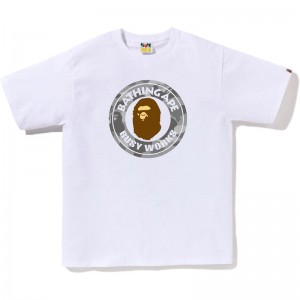 Men Bape Honeycomb Camo Busy Works Tee T Shirts White Grey USA | EM8117617