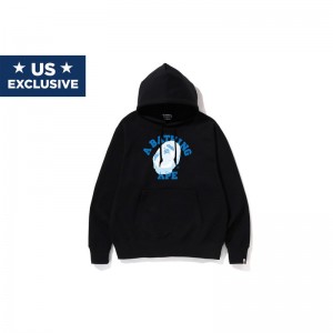 Men Bape Ice Ape Head College Pullover Hoodie Hoodie Black USA | SL1238528