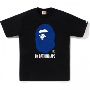 Men Bape Ink Camo Ape Head Tee T Shirts Black USA | HB1083603