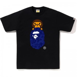 Men Bape Ink Camo Milo On Ape Head Tee T Shirts Black USA | ZU3592852
