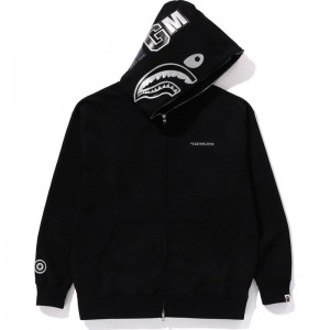 Men Bape Ink Camo Shark Zip Hoodie Hoodie Black USA | QY9229829