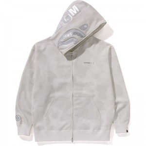 Men Bape Ink Camo Shark Zip Hoodie Hoodie White USA | PN6798778