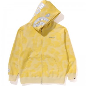 Men Bape Ink Camo Shark Zip Hoodie Hoodie Yellow USA | GN1726176