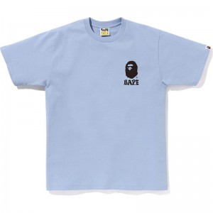 Men Bape Japan Culture Lettered Tee T Shirts Sax USA | MW4690560