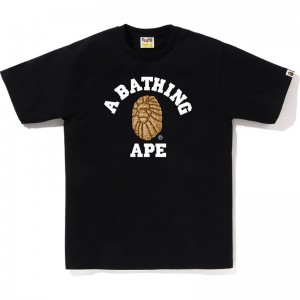 Men Bape Jewels College Tee T Shirts Black USA | KR3713873