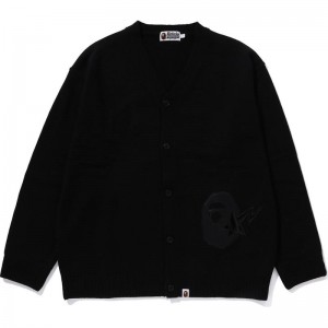 Men Bape Knit Cardigan Knitwear Black USA | OL7979199