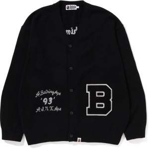 Men Bape Knit Cardigan Knitwear Black USA | RK9727077