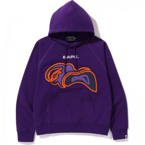Men Bape Layered Patch Loose Fit Pullover Hoodie Hoodie Purple USA | ER7262522