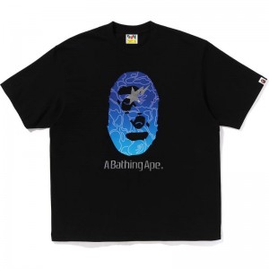 Men Bape Line Camo Ape Head Relaxed Fit Tee T Shirts Black USA | QE0128018