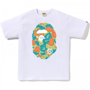Men Bape Liquid Camo Big Ape Head Tee T Shirts White USA | OY9107017
