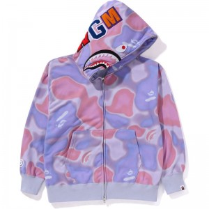 Men Bape Liquid Camo Shark Relaxed Fit Full Zip Hoodie Hoodie Purple USA | QP3227727