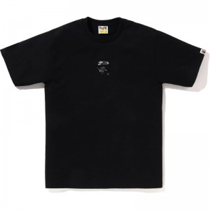 Men Bape Liquid Camo Small Ape Face Tee T Shirts Black USA | BB5261421