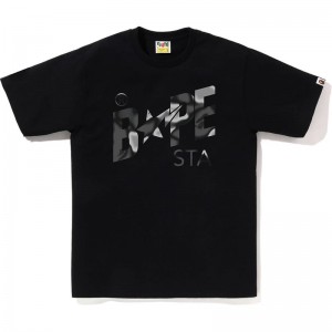 Men Bape Liquid Camo Sta Logo Tee T Shirts Black USA | CU6049409