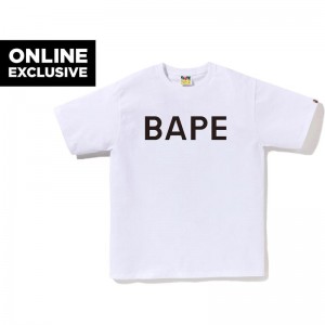 Men Bape Logo Tee Bapec T Shirts White USA | ZJ8437947