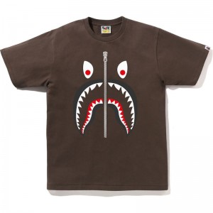 Men Bape Mad Shark Tee T Shirts Brown USA | RA1471441