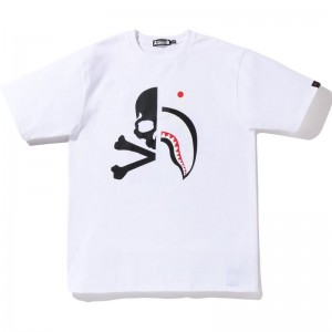 Men Bape Mastermind Half Shark Tee T Shirts White USA | KP2163613
