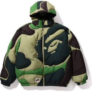 Men Bape Mega Abc Camo Detachable Hoodie Puffer Down Jacket Hoodie Green USA | VP1224424