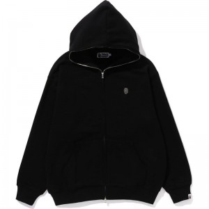 Men Bape Metal One Point Full Zip Hoodie Hoodie Black USA | XR7138218
