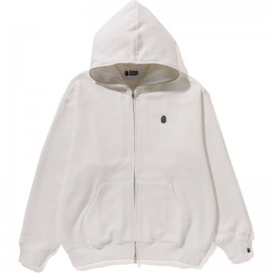Men Bape Metal One Point Full Zip Hoodie Hoodie White USA | DQ9047307