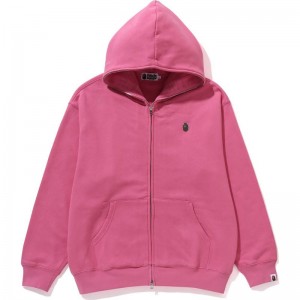 Men Bape Metal One Point Full Zip Hoodie Hoodie Pink USA | TP2239229