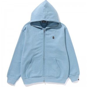 Men Bape Metal One Point Full Zip Hoodie Hoodie Sax USA | RR5399539