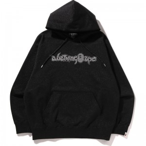 Men Bape Metallic Yarn Pullover Hoodie Hoodie Black USA | XM5575555