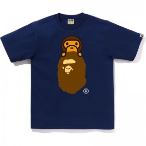 Men Bape Milo On Ape Head Tee T Shirts Navy USA | BD4643763