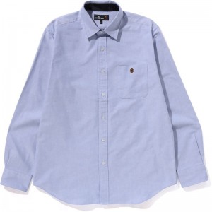 Men Bape Mr. Bathing Ape Ox Shirt Shirts Blue USA | OL4677267