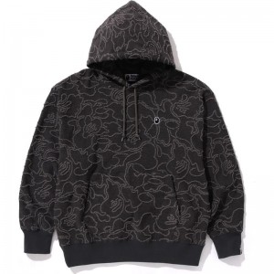 Men Bape Neon Camo Jacquard Relaxed Fit Pullover Hoodie Hoodie Black USA | QR6822482