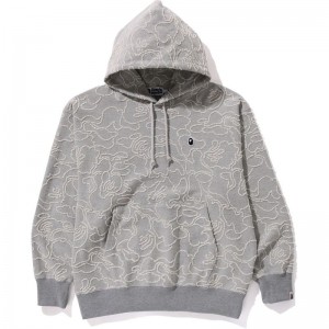 Men Bape Neon Camo Jacquard Relaxed Fit Pullover Hoodie Hoodie Grey USA | TV2210820