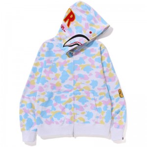 Men Bape New Multi Camo 2nd Shark Full Zip Hoodie Hoodie White USA | MU9719679