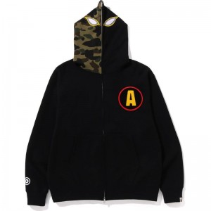 Men Bape Shadow Relaxed Fit Full Zip Hoodie Hoodie Black USA | NE4604164