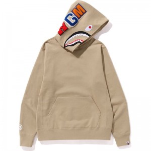 Men Bape Shark Pullover Hoodie Hoodie Beige USA | XK1643763