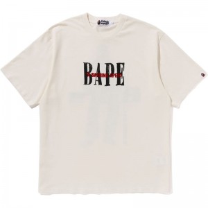 Men Bape Soldier Graphic Tee Cut And Sewn White USA | TW4598358