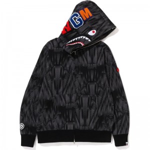 Men Bape Speed Racer Shark Full Zip Hoodie Hoodie Black USA | RU6113813