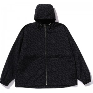 Men Bape Sport Monogram Lightweight Hoodie Jacket Hoodie Black USA | IV7970490