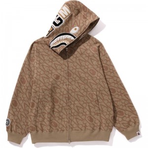 Men Bape Sport Monogram Shark Hoodie Hoodie Beige USA | LB8310830