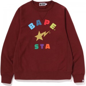 Men Bape Sta Crewneck Sweatshirts Black USA | AW3442342