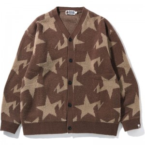 Men Bape Sta Pattern Relaxed Fit Knit Cardigan Knitwear Black USA | DF2506556