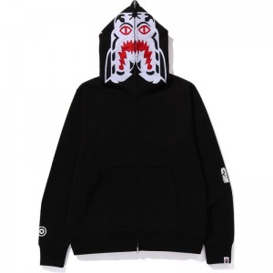 Men Bape Tiger Full Zip Hoodie Hoodie Black USA | JK3579259