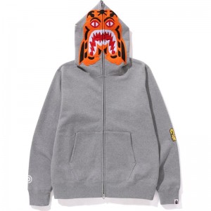 Men Bape Tiger Full Zip Hoodie Hoodie Grey USA | HV9320630