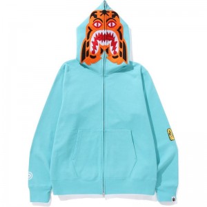 Men Bape Tiger Full Zip Hoodie Hoodie Green USA | NG9883783