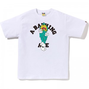 Men Bape Tiger Milo College Tee T Shirts White USA | RB3863783
