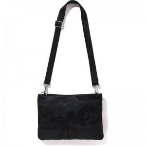 Men Bape Tonal Solid Camo Shoulder Pouch Bags Black USA | NG4586056