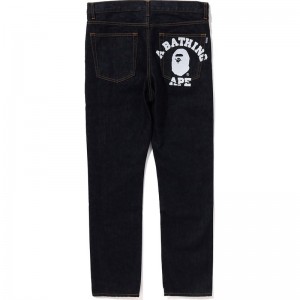 Men Bape Type-05 College Denim Pants Pants Indigo USA | VK2816786